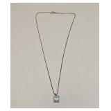 VTG ITALY STRLING SILVER CHAIN & LIGHT BLUE STONE