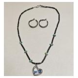 HEMATITE & TURQUOISE NECKLACE & EARRINGS
