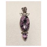PURPLE STONES 925 STERLING SILVER PENDANT