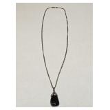 VTG ITALY 925 SS CHAIN & STONE PENDANT NECKLACE