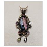DICHROIC GLASS & STONE 925 STERLING SILVER PENDANT