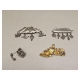 VINTAGE COSTUME FASHION JEWELRY PINS LOT