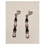 VINTAGE STERLING SILVER & STONES EARRINGS