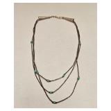 VTG STERLING SILVER BEADED & TURQUOISE NECKLACE