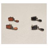 VINTAGE STONE JEWELRY SILVERTONE EARRINGS