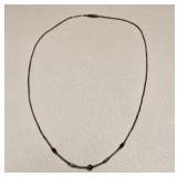 VINTAGE STERLING SILVER BEADED & STONE NECKLACE