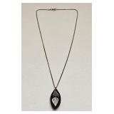 VINTAGE SS CHAIN & RHINESTONE PENDANT NECKLACE