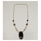 VTG SILVERTONE MULTISTONE PENDANT NECKLACE