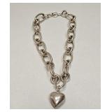 VTG 925 SS HOLLOW CHAIN & HEART NECKLACE