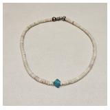 VTG HESHI SHELL & TURQUOISE CHOKER NECKLACE