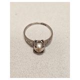 VTG SILVER & PEARL RING