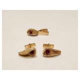 VINTAGE JUDY LEE CUFF LINKS & CLIP RED STONE