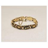 VINTAGE BRASS ETCHED LINK BRACELET