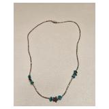VTG STERLING SILVER BEADED & TURQUOISE NECKLACE