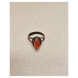 VINTAGE STERLING SILVER & CORAL RING