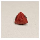 VINTAGE STERLING SILVER RING & RED STONE