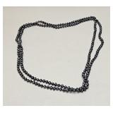 LARGE BLACK PEARL ROUND BEAD NECKLACE