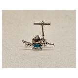 VTG BELL STERLING SILVER & TURQUOISE ROAD RUNNER