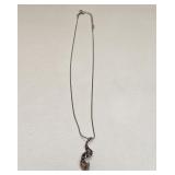 VTG 925 STERLING SILVER ABALONE PENDANT & CHAIN