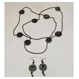 VINTAGE BOHO BEADED NECKLACE & EARRINGS