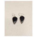 VTG STERLING SILVER & BLACK STONE EARRINGS