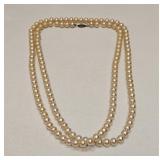 VTG PEARL ROUND BEAD NECKLACE SS CLASP