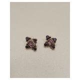 VTG STERLING SILVER AND PURPLE STONE EARRINGS