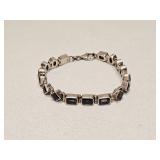 VTG 925 STERLING SILVER & PURPLE STONE BRACELET