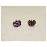 VTG 925 STERLING SILVER & PURPLE STONE EARRINGS