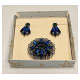 VINTAGE RHINESTONE BROOCH & EARRINGS