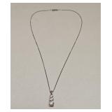 VINTAGE STERLING SILVER CHAIN & RHINESTONE PENDANT