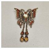 VINTAGE BUTTERFLY RHINESTONE BROOCH