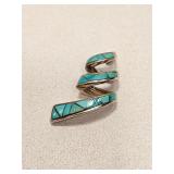 STERLING SILVER & INLAID TURQUOISE PENDANT WRAP