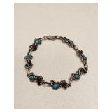 VTG STERLING SILVER & TURQUOISE BRACELET