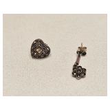 VTG MARCASITE & STERLING SILVER SINGLE EARRINGS