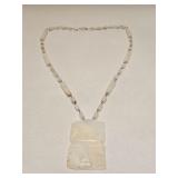 VINTAGE ALABASTER CARVED NECKLACE