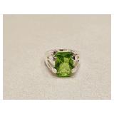 VTG 925 STERLING SILVER & GREEN STONE RING