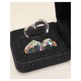 VINTAGE GLASS HEART SHAPE PENDANTS SET