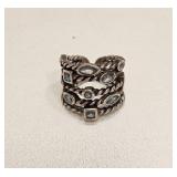 VINTAGE SIGNED STERLING SILVER & STONE RING