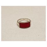 VTG 925 STERLING SILVER & RED STONE RING
