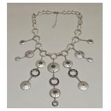 VINTAGE HAMMERED & RHINESTONE FASHION NECKLACE