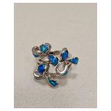 BLUE OPAL STONES 925 STERLING SILVER RING
