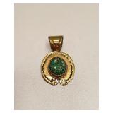 VINTAGE BRASS & TURQUOISE STONE PENDANT