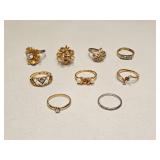 VINTAGE COSTUME FASHION JEWELRY RING LOT