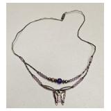 VTG SILVERTONE BUTTERFLY NECKLACE