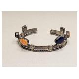 SILVER NATIVE MULTI STONE CUFF BRACELET