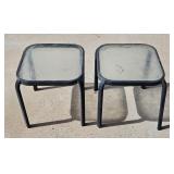 OUTDOOR ALUMINUM FRAME & GLASS SIDE TABLES