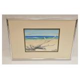 Vintage Watercolor Beach View Signed