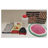 Kitchen Place Mats Oven Mitts Plastic Jar