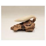 Vintage John Perry Whale on Burl Wood  Sculpture